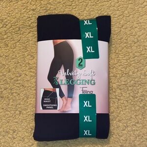 Felina Velvety Soft Black Leggings - XL 2 Pack
